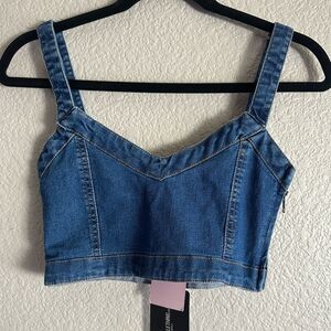 Pretty LittleThing Denim Corset Crop Top NWT Size 2